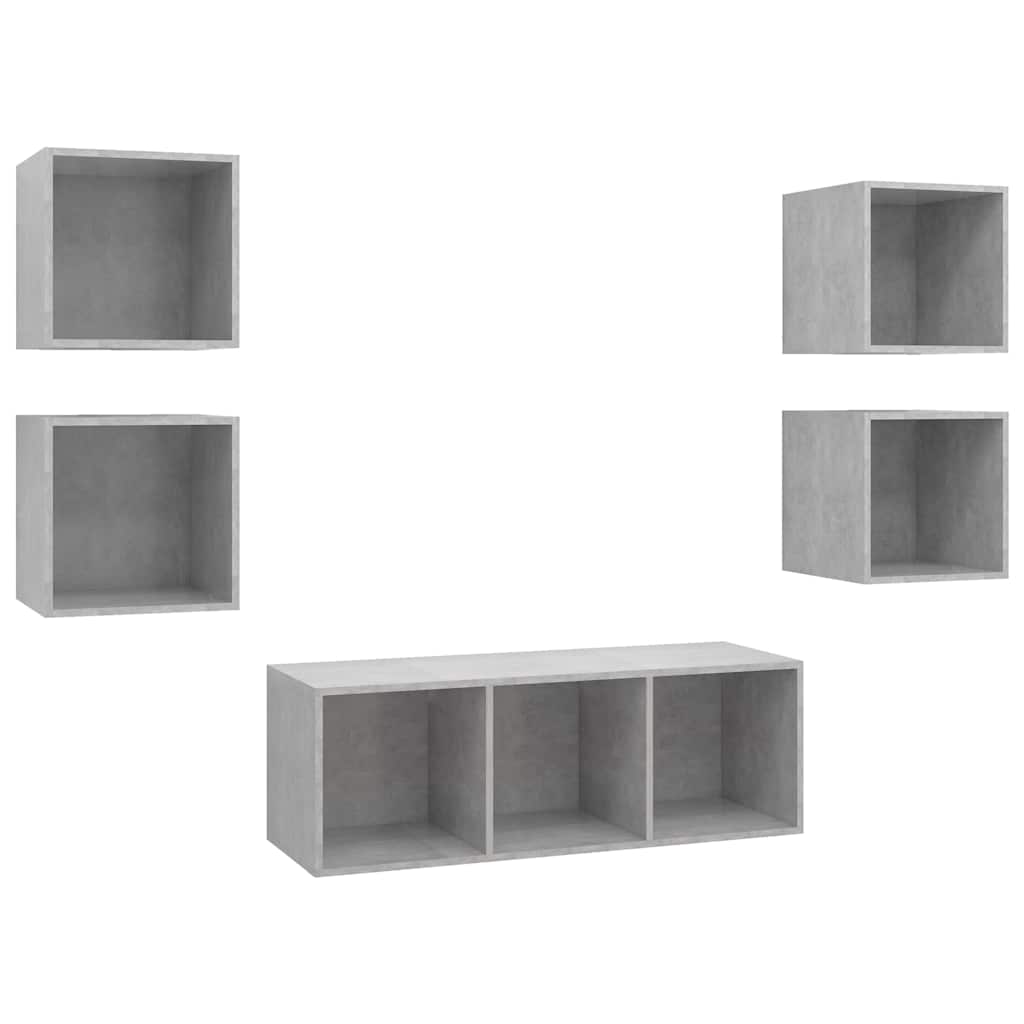 vidaXL 5-delige Tv-meubelset bewerkt hout wit