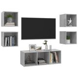 vidaXL 5-delige Tv-meubelset bewerkt hout wit