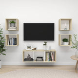 vidaXL 5-delige Tv-meubelset bewerkt hout wit