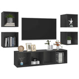 vidaXL 5-delige Tv-meubelset bewerkt hout wit