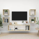 vidaXL 5-delige Tv-meubelset bewerkt hout wit