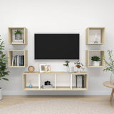 vidaXL 5-delige Tv-meubelset bewerkt hout wit
