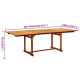 vidaXL 7-delige Tuinset massief acaciahout 160-240 cm