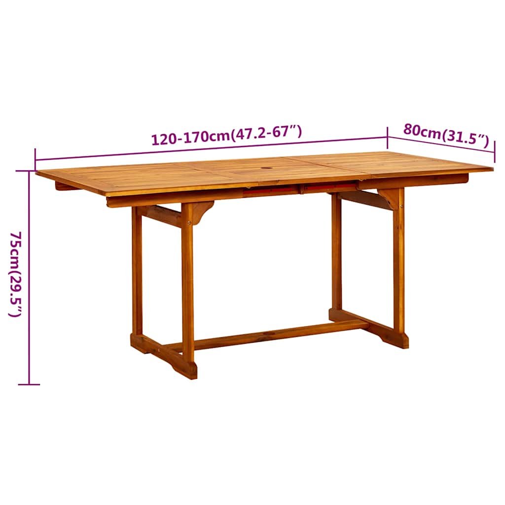 vidaXL 5-delige Tuinset massief acaciahout 120-170 cm