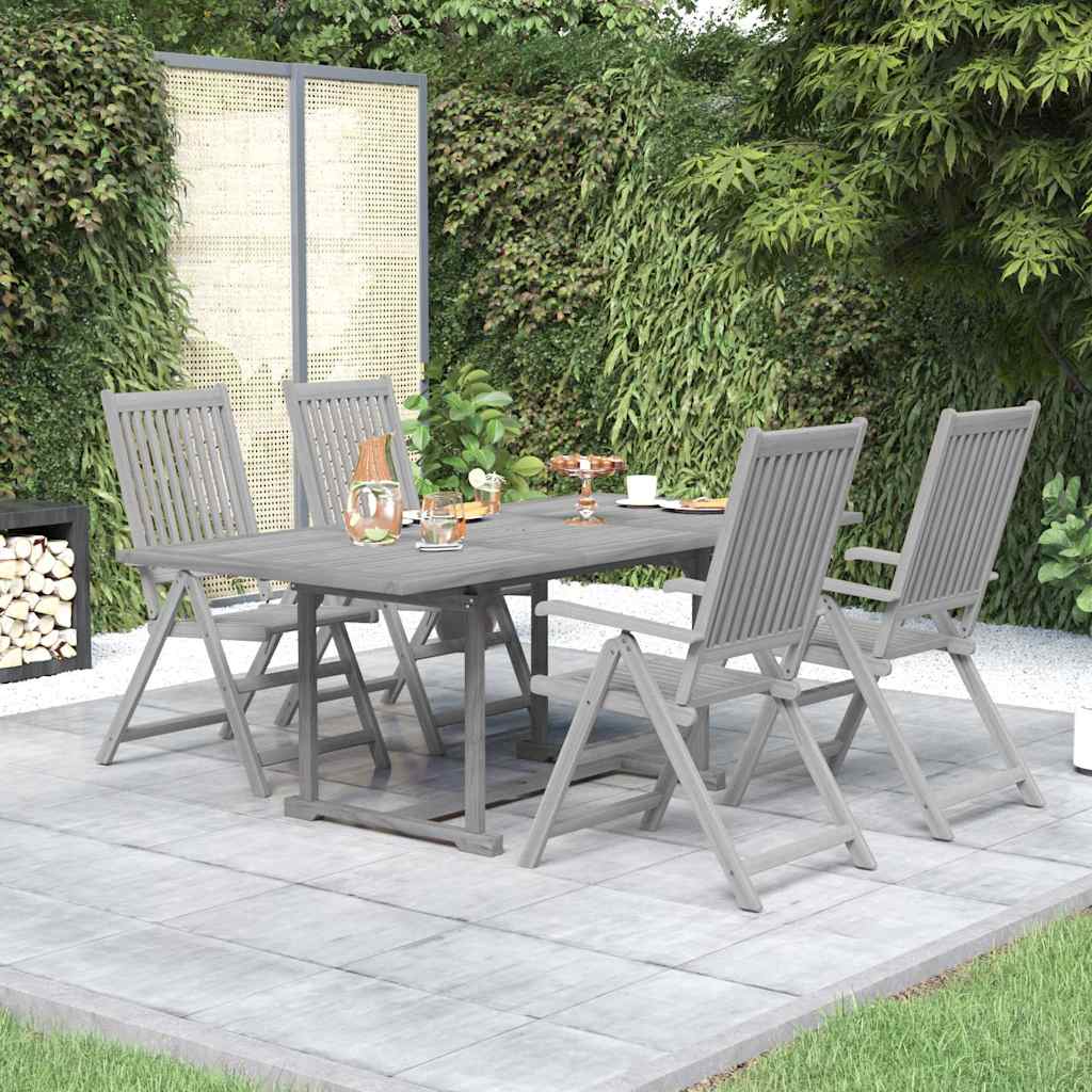 vidaXL 5-delige tuinset (150-200)x100cm massief acaciahout grijs