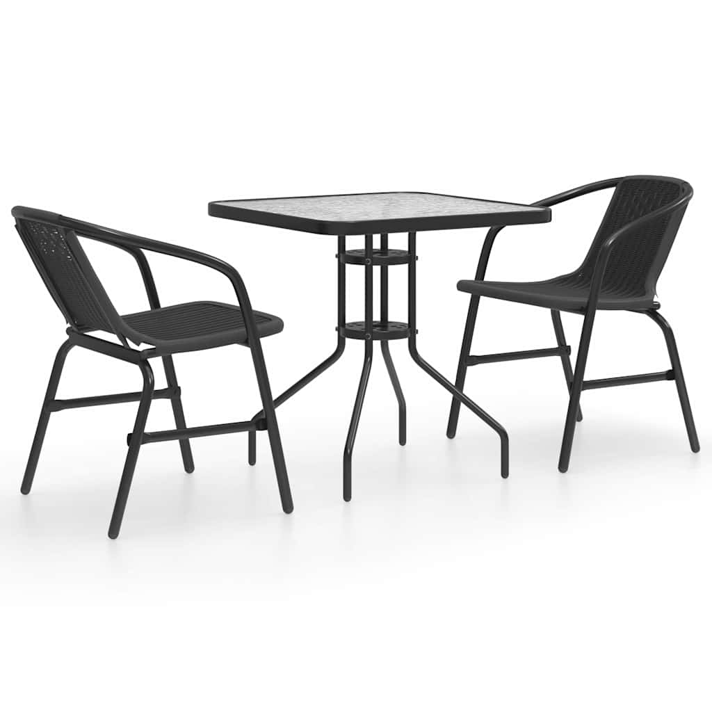 vidaXL 3-delige Tuinset zwart