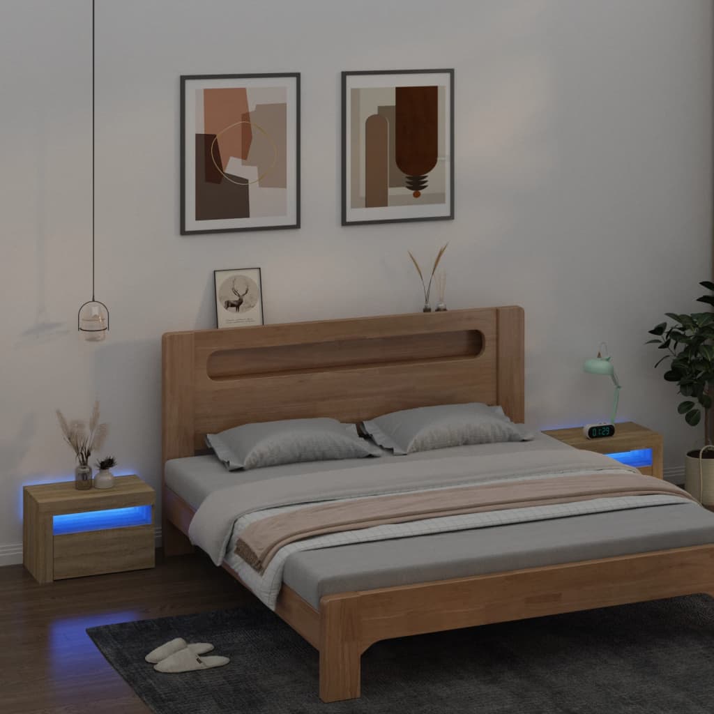 vidaXL Nachtkastjes 2 st LED 60x35x40 cm wit