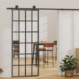 vidaXL Sliding Door with Hardware 76x205 cm Aluminum and ESG Glass