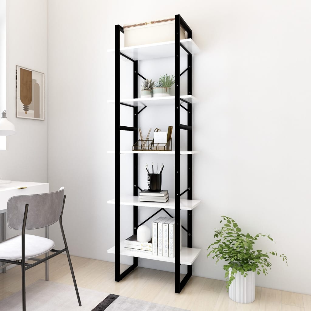 vidaXL Bookcase with 5 Shelves 40x30x175 cm Engineered Wood White