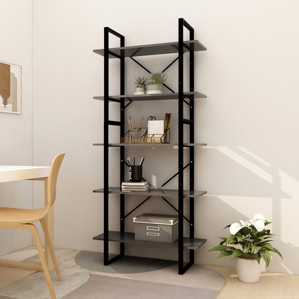 vidaXL Bookcase with 5 Shelves 40x30x175 cm Engineered Wood White