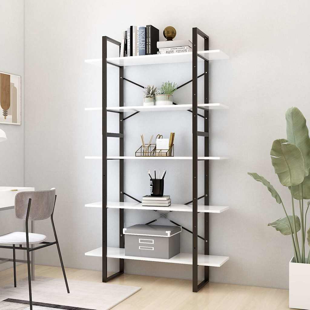 vidaXL Bookcase with 5 Shelves 40x30x175 cm Engineered Wood White
