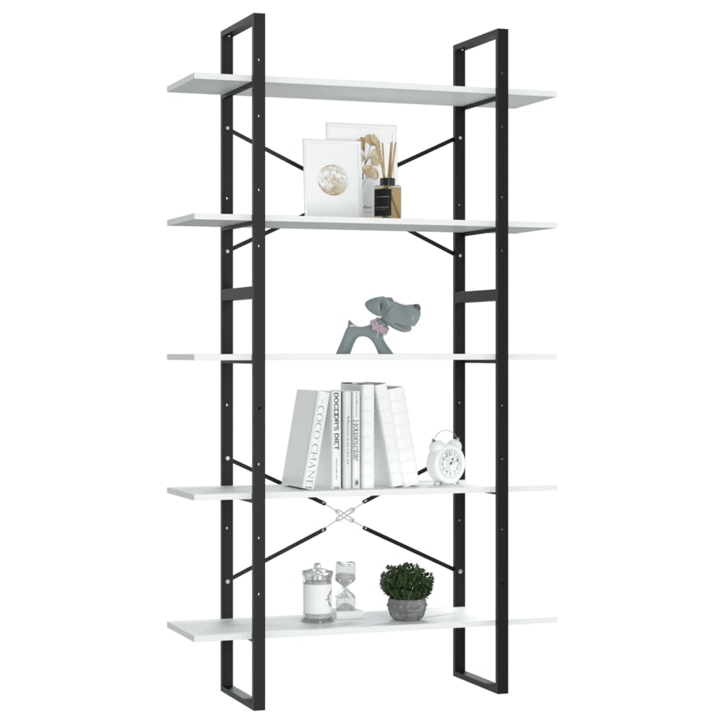 vidaXL Bookcase with 5 Shelves 40x30x175 cm Engineered Wood White