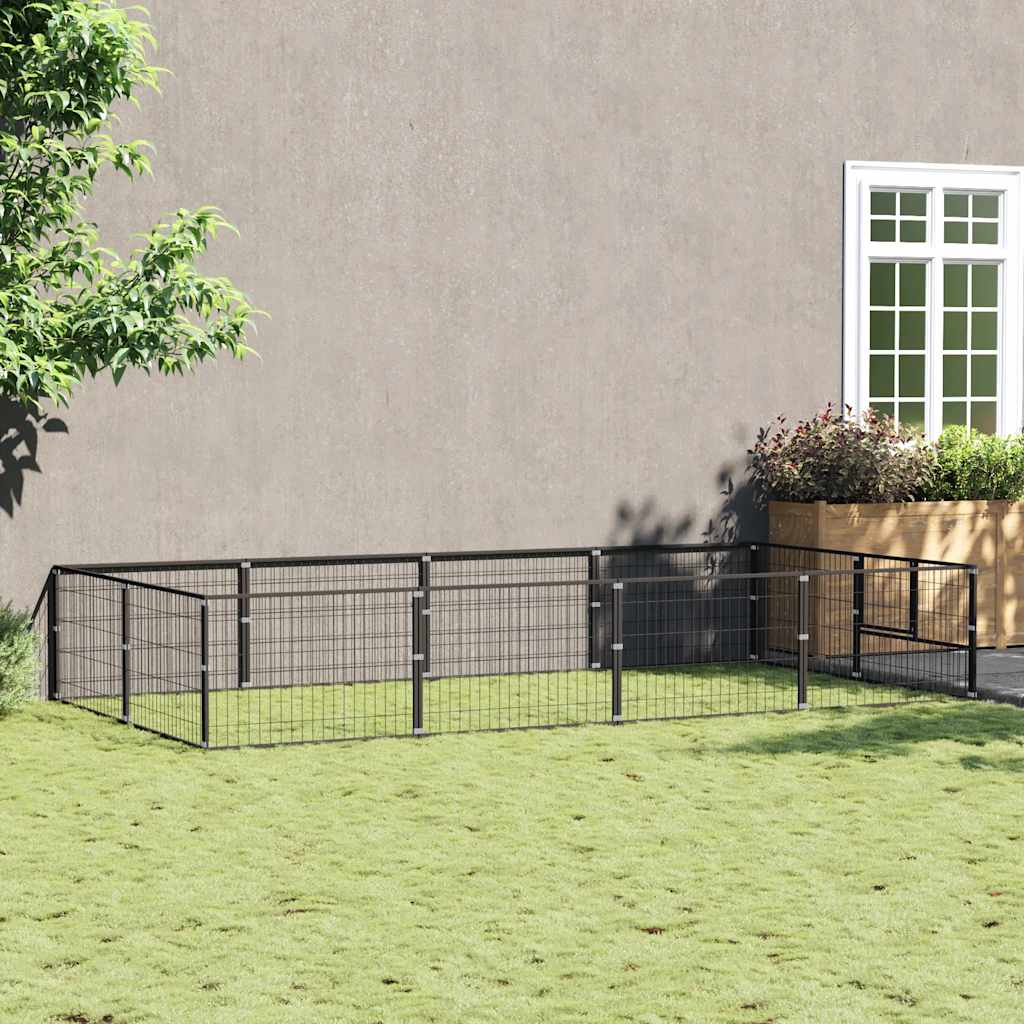 vidaXL Dog Kennel 4 m² Steel Black
