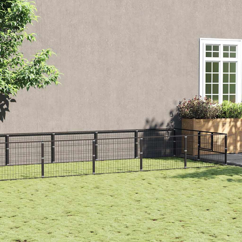 vidaXL Dog Kennel 4 m² Steel Black