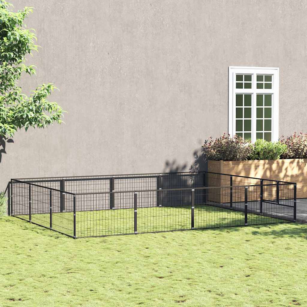 vidaXL Dog Kennel 4 m² Steel Black