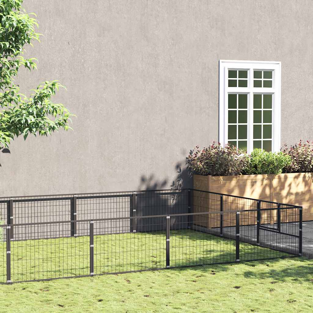 vidaXL Dog Kennel 4 m² Steel Black