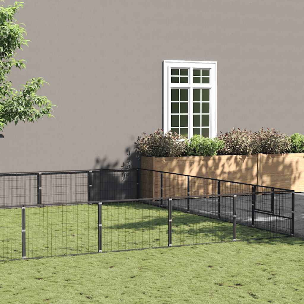 vidaXL Dog Kennel 4 m² Steel Black