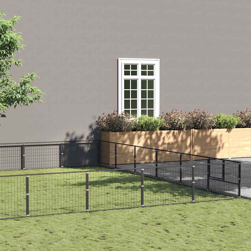vidaXL Dog Kennel 4 m² Steel Black