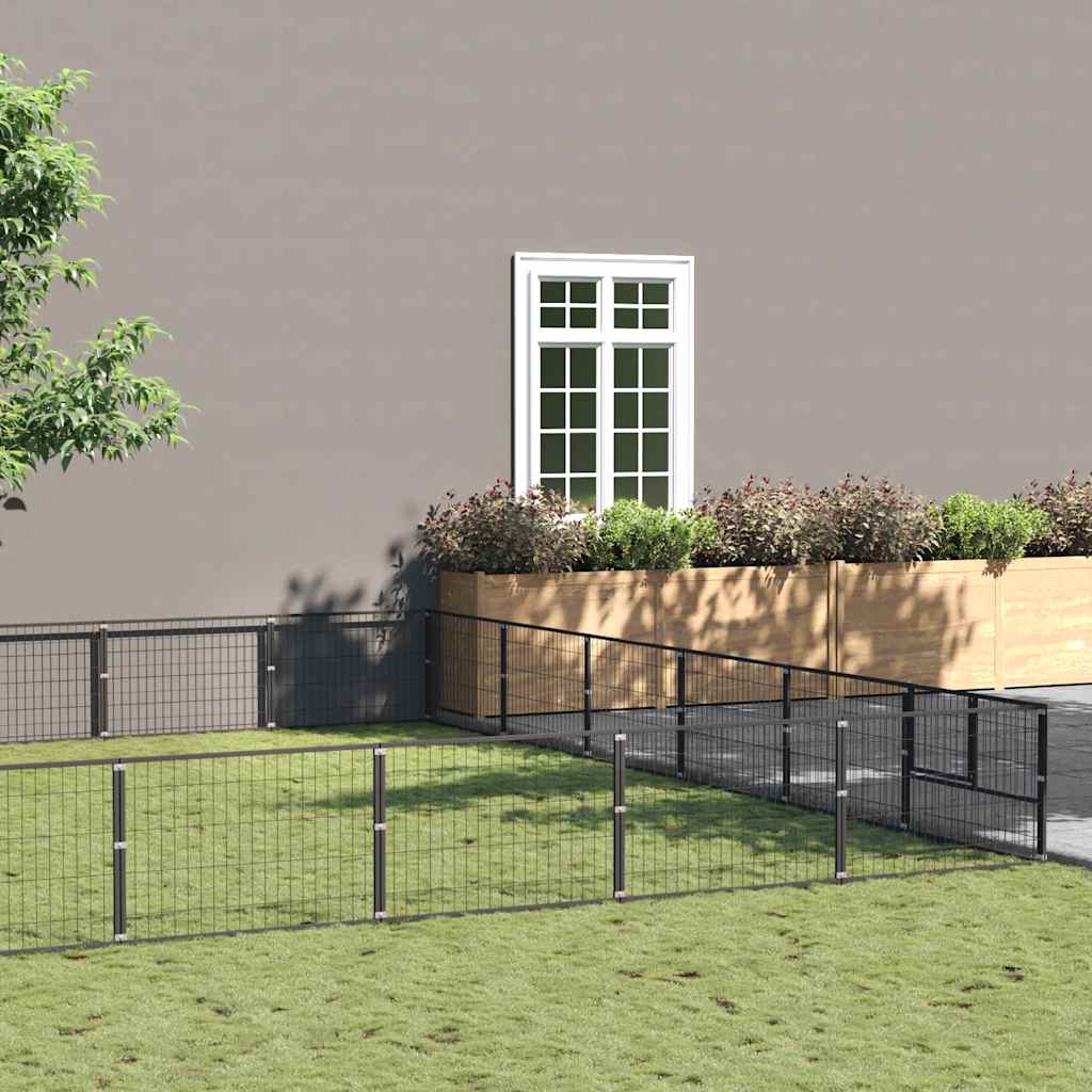 vidaXL Dog Kennel 4 m² Steel Black