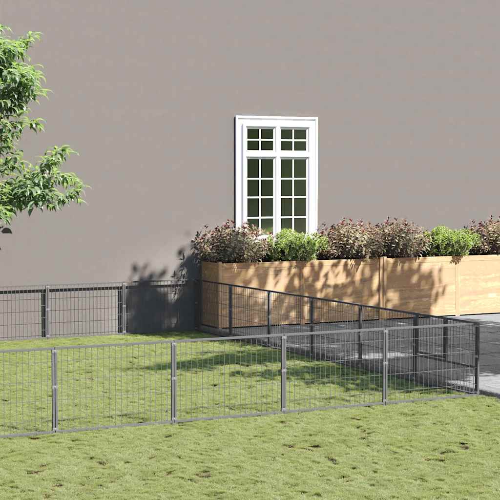 vidaXL Dog Kennel 4 m² Steel Black