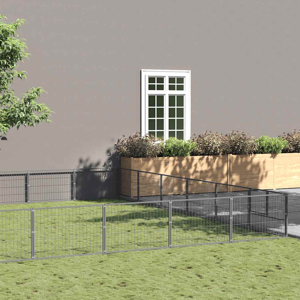 vidaXL Dog Kennel 4 m² Steel Black