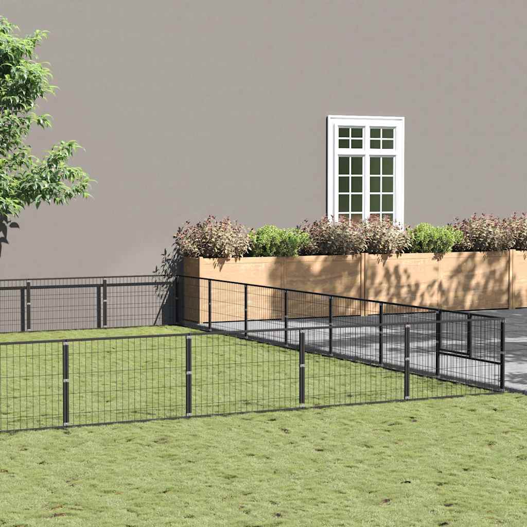 vidaXL Dog Kennel 4 m² Steel Black