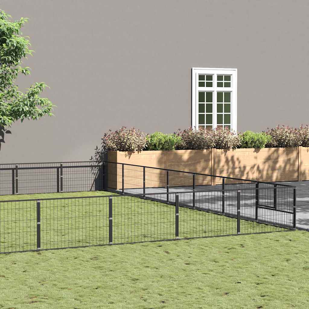 vidaXL Dog Kennel 4 m² Steel Black