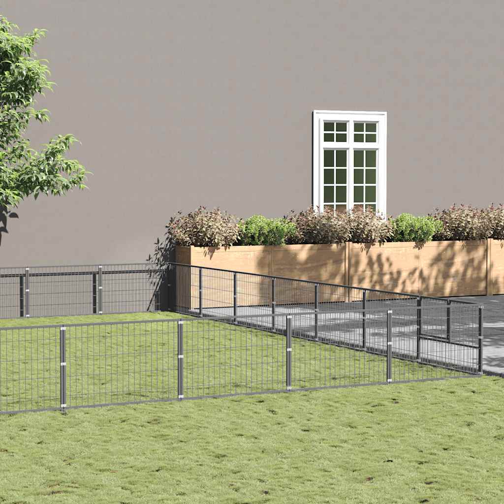 vidaXL Dog Kennel 4 m² Steel Black