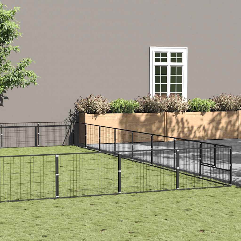 vidaXL Dog Kennel 4 m² Steel Black