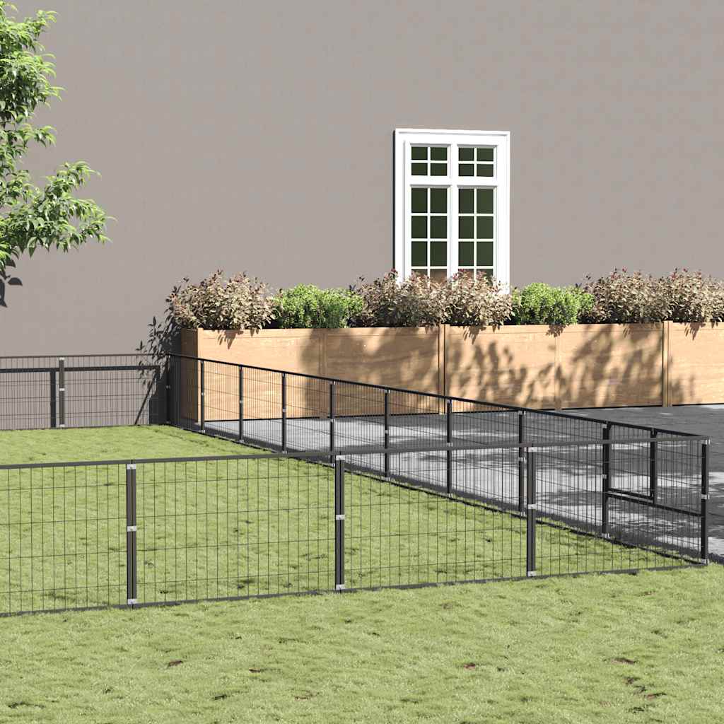 vidaXL Dog Kennel 4 m² Steel Black