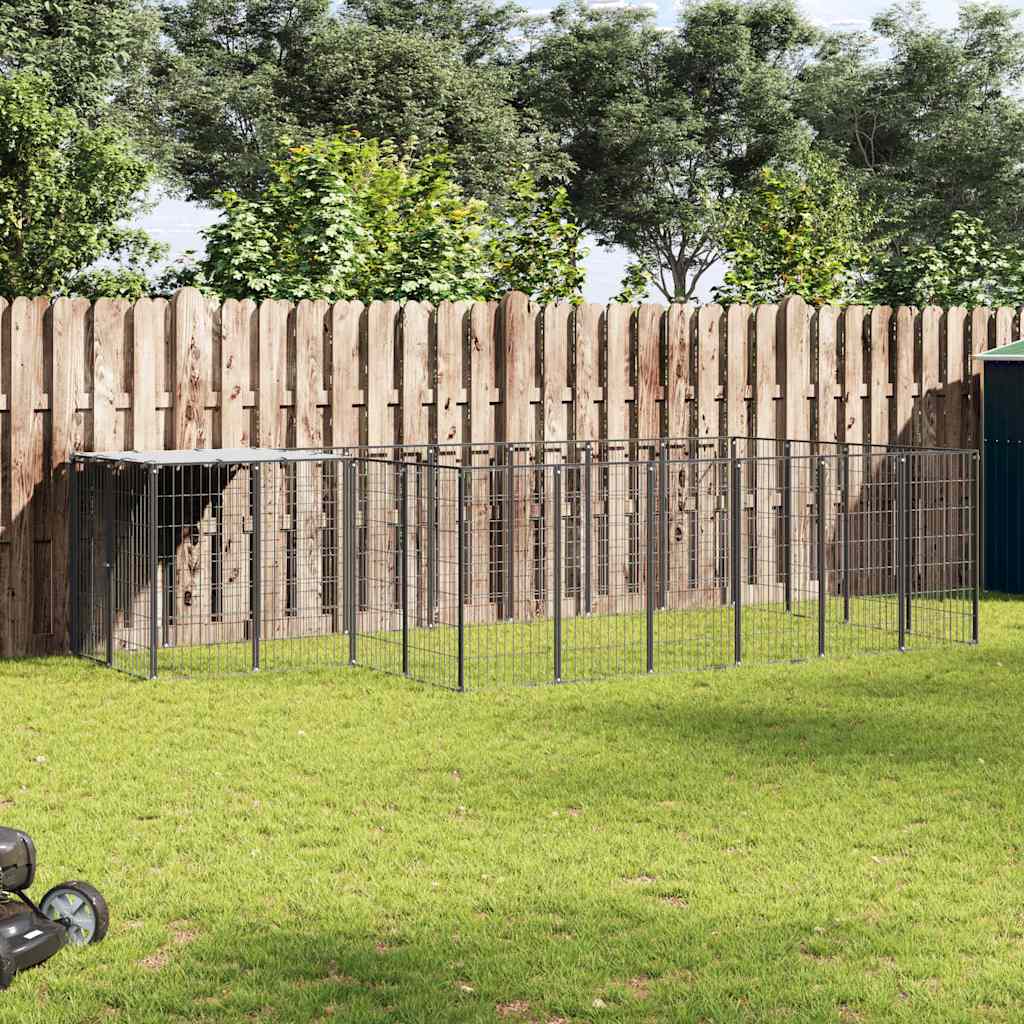 vidaXL Dog Kennel 6.05 m² Steel Black