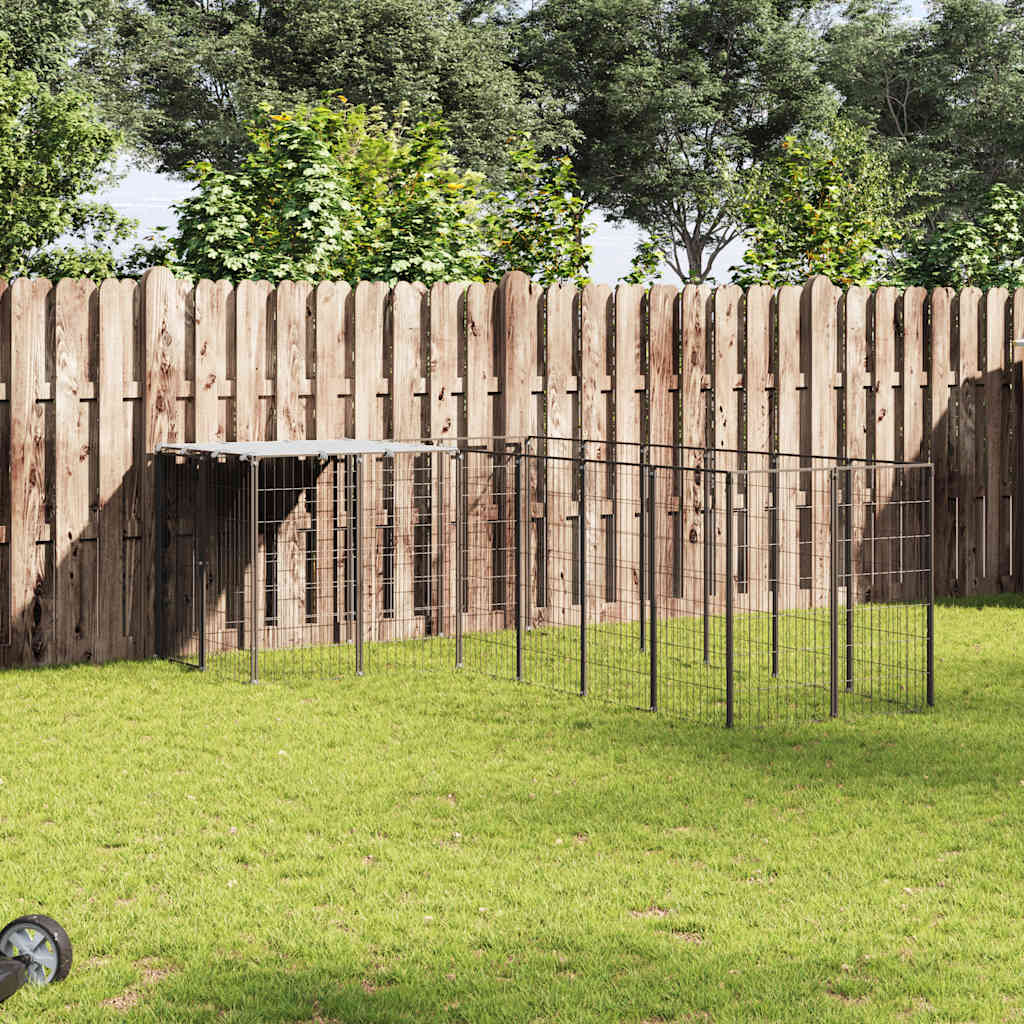 vidaXL Dog Kennel 4.84 m² Steel Black