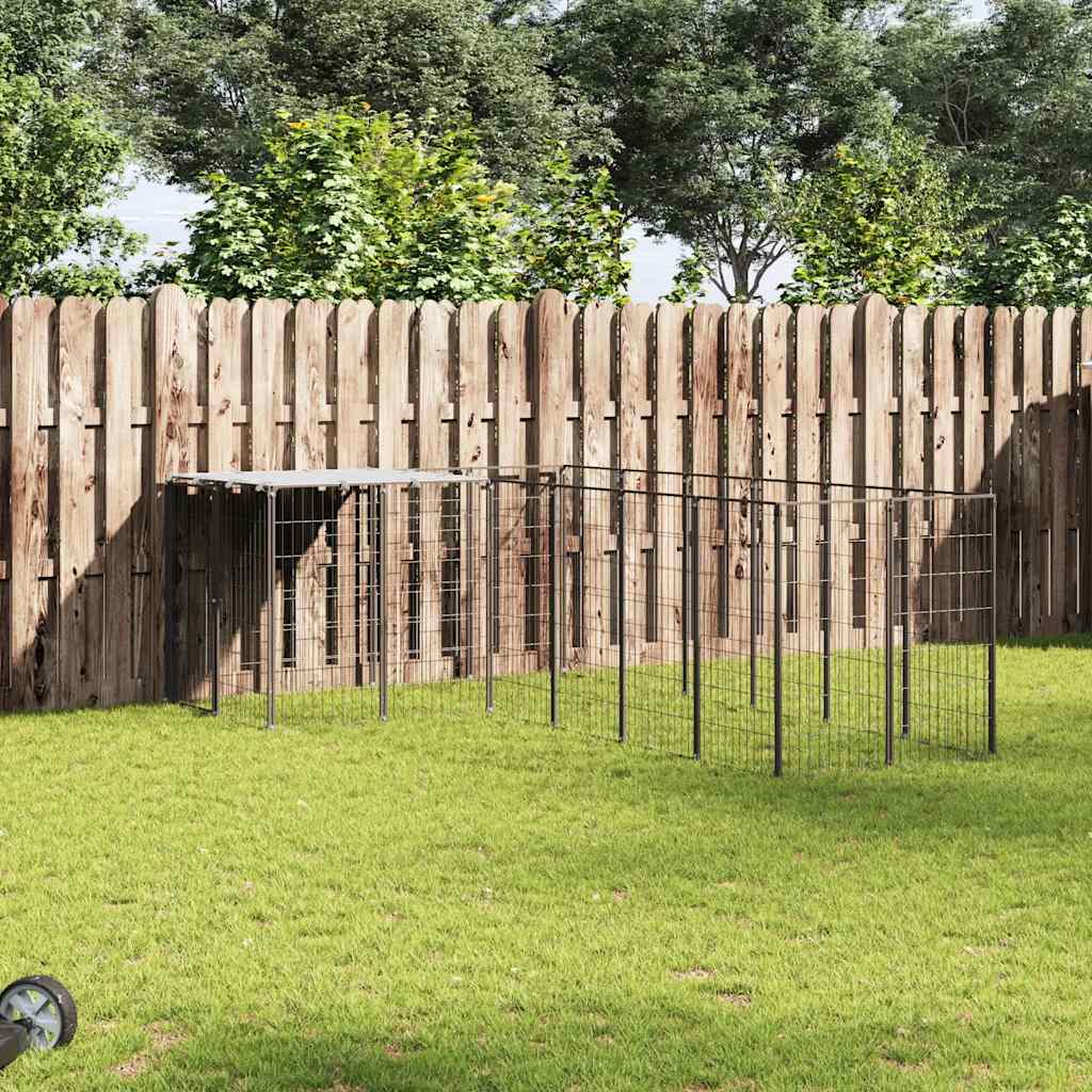 vidaXL Dog Kennel 4.84 m² Steel Black