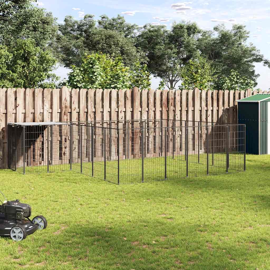 vidaXL Dog Kennel 4.84 m² Steel Black