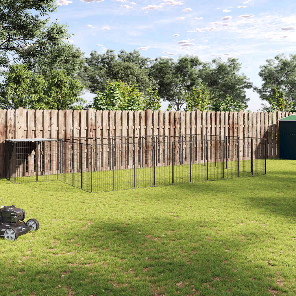 vidaXL Dog Kennel 4.84 m² Steel Black