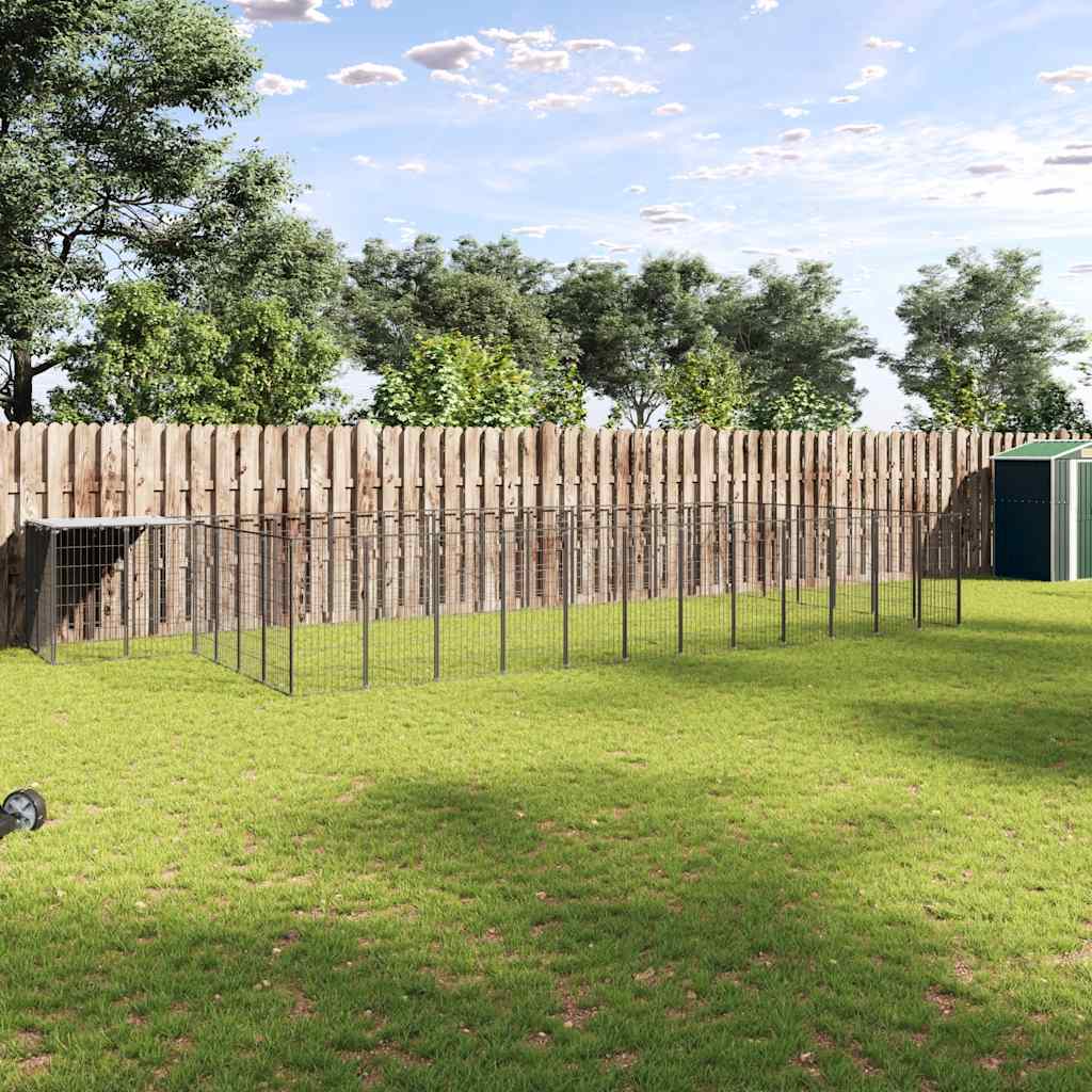 vidaXL Dog Kennel 4.84 m² Steel Black