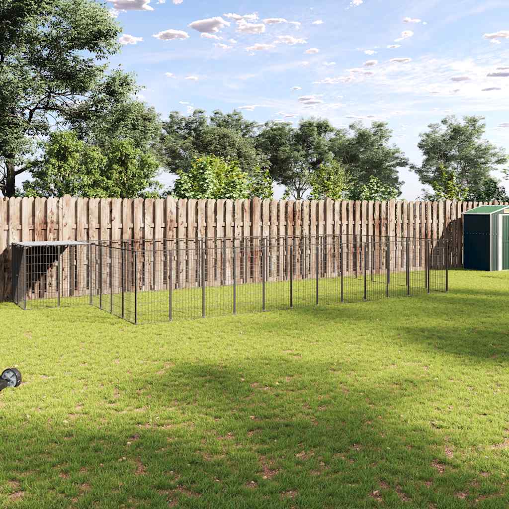 vidaXL Dog Kennel 4.84 m² Steel Black