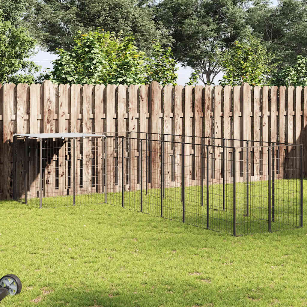 vidaXL Dog Kennel 6.05 m² Steel Black