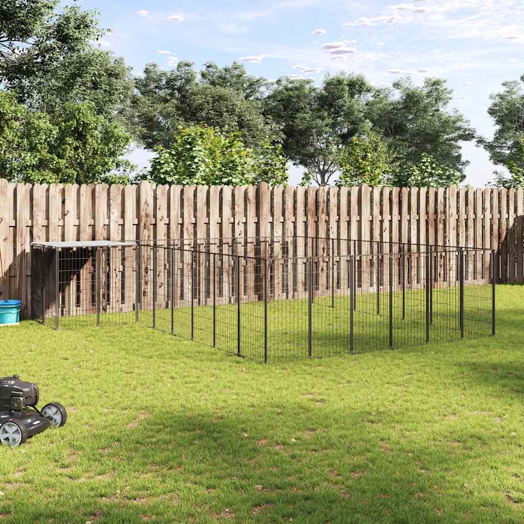 vidaXL Dog Kennel 6.05 m² Steel Black