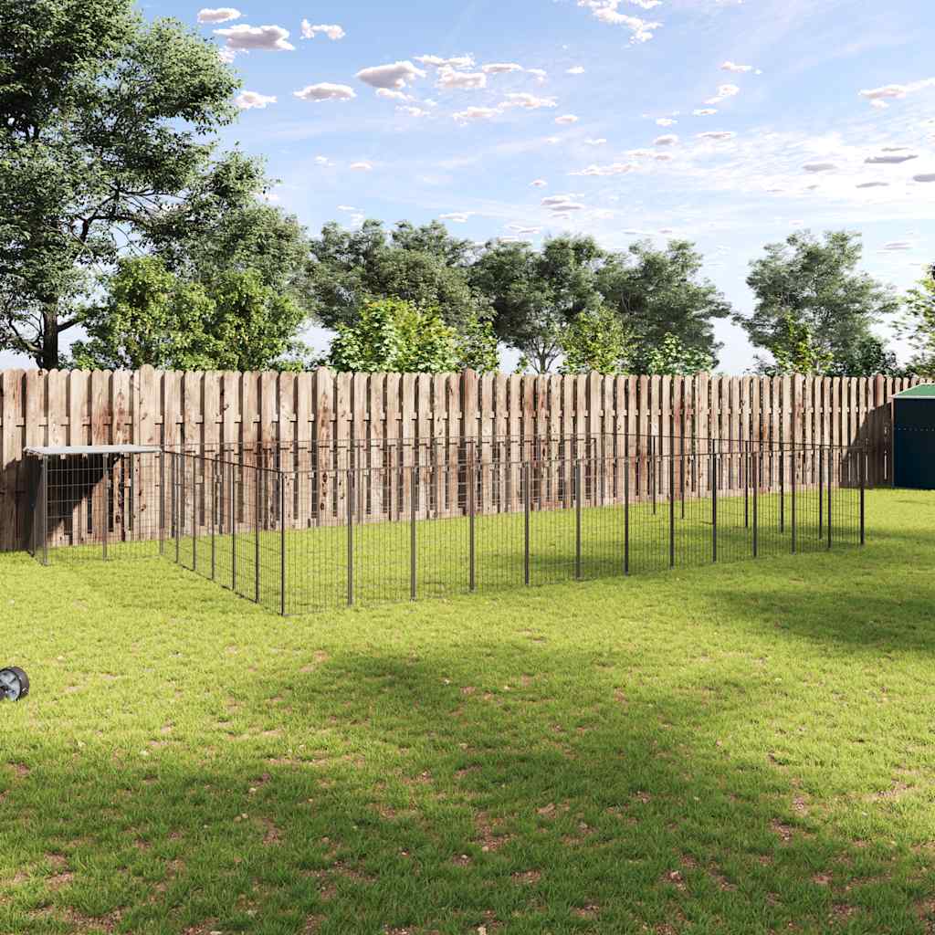 vidaXL Dog Kennel 6.05 m² Steel Black