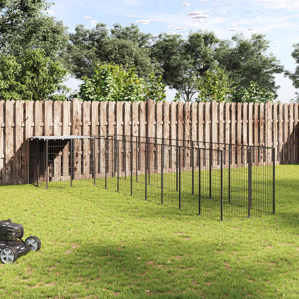 vidaXL Dog Kennel 7.26 m² Steel Black