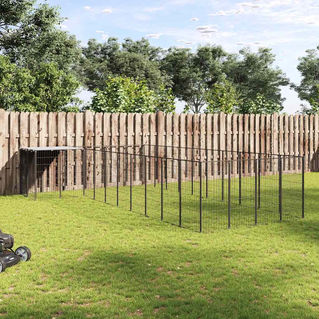 vidaXL Dog Kennel 7.26 m² Steel Black