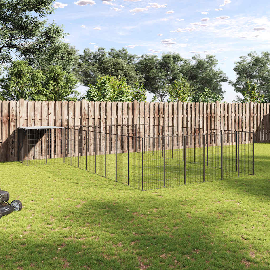 vidaXL Dog Kennel 7.26 m² Steel Black