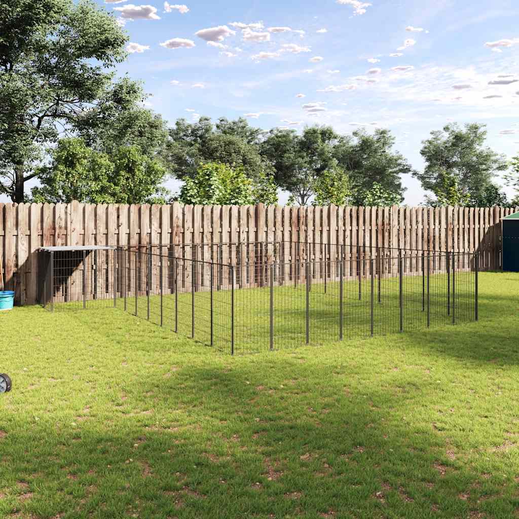 vidaXL Dog Kennel 7.26 m² Steel Black