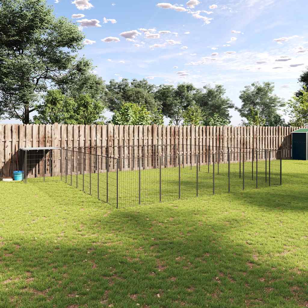 vidaXL Dog Kennel 7.26 m² Steel Black