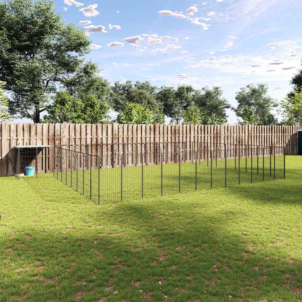 vidaXL Dog Kennel 7.26 m² Steel Black