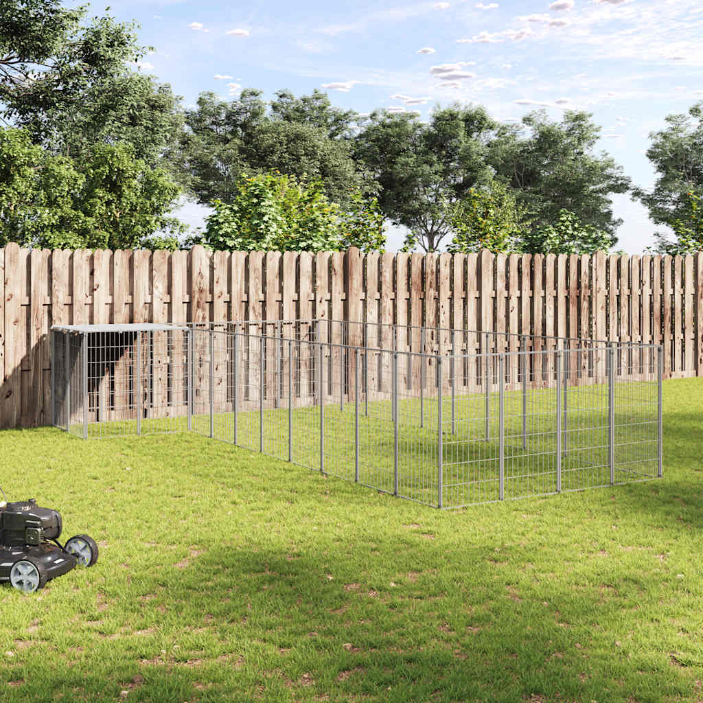 vidaXL Dog Kennel 7.26 m² Steel Black