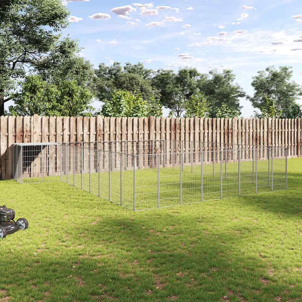 vidaXL Dog Kennel 7.26 m² Steel Black