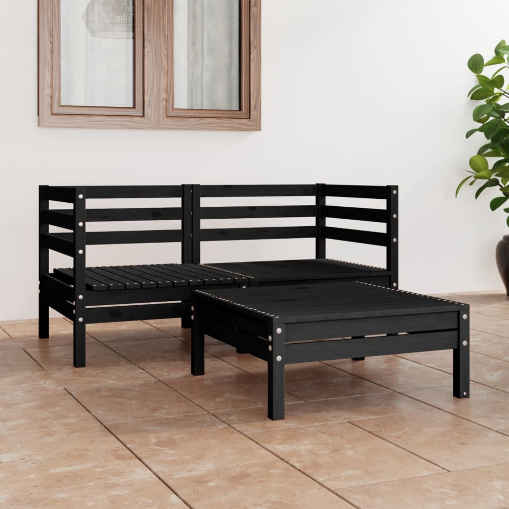 vidaXL 3-delige Loungeset massief grenenhout