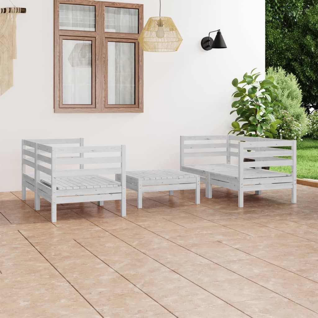 vidaXL 5-piece Lounge Set Solid Pine Wood White